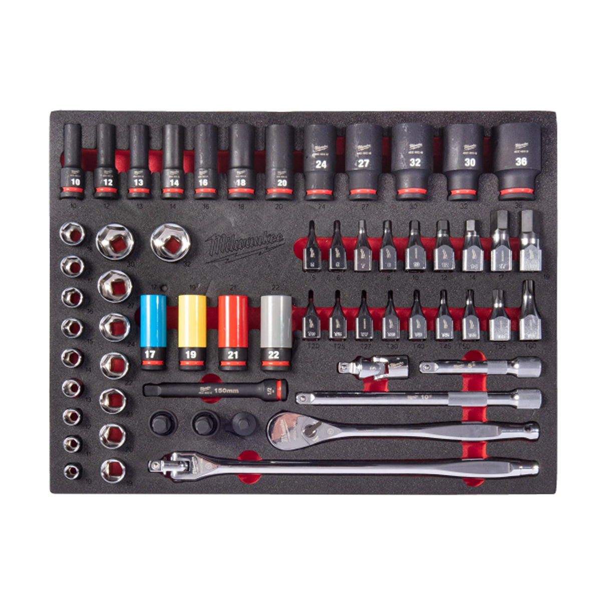 Milwaukee 4932500757 TOOLGUARD 60pc 1/2" Ratchet & Impact Socket Set Foam Insert