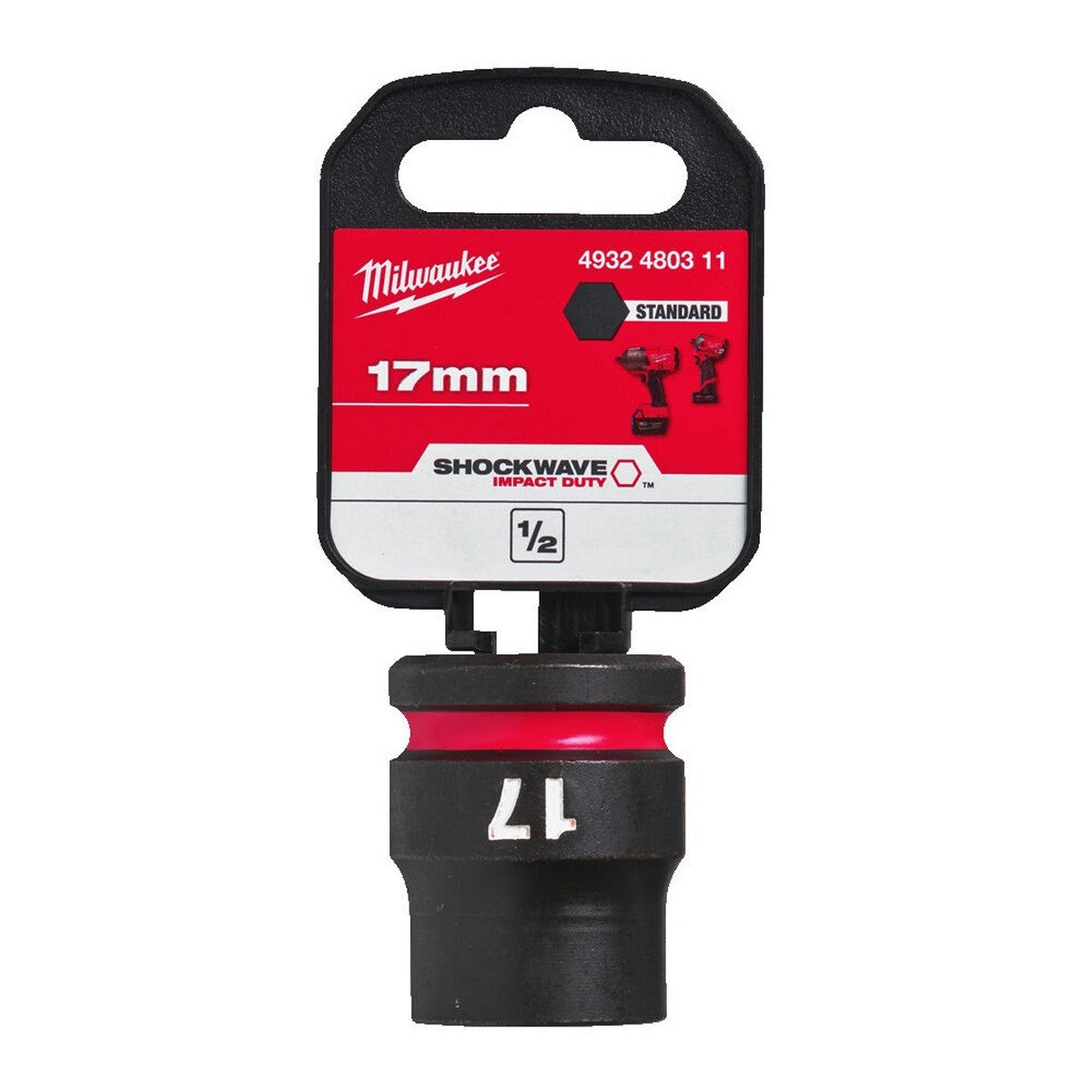 Milwaukee 4932480311 17mm Shockwave Impact Duty 1/2" Drive Impact Socket Shallow