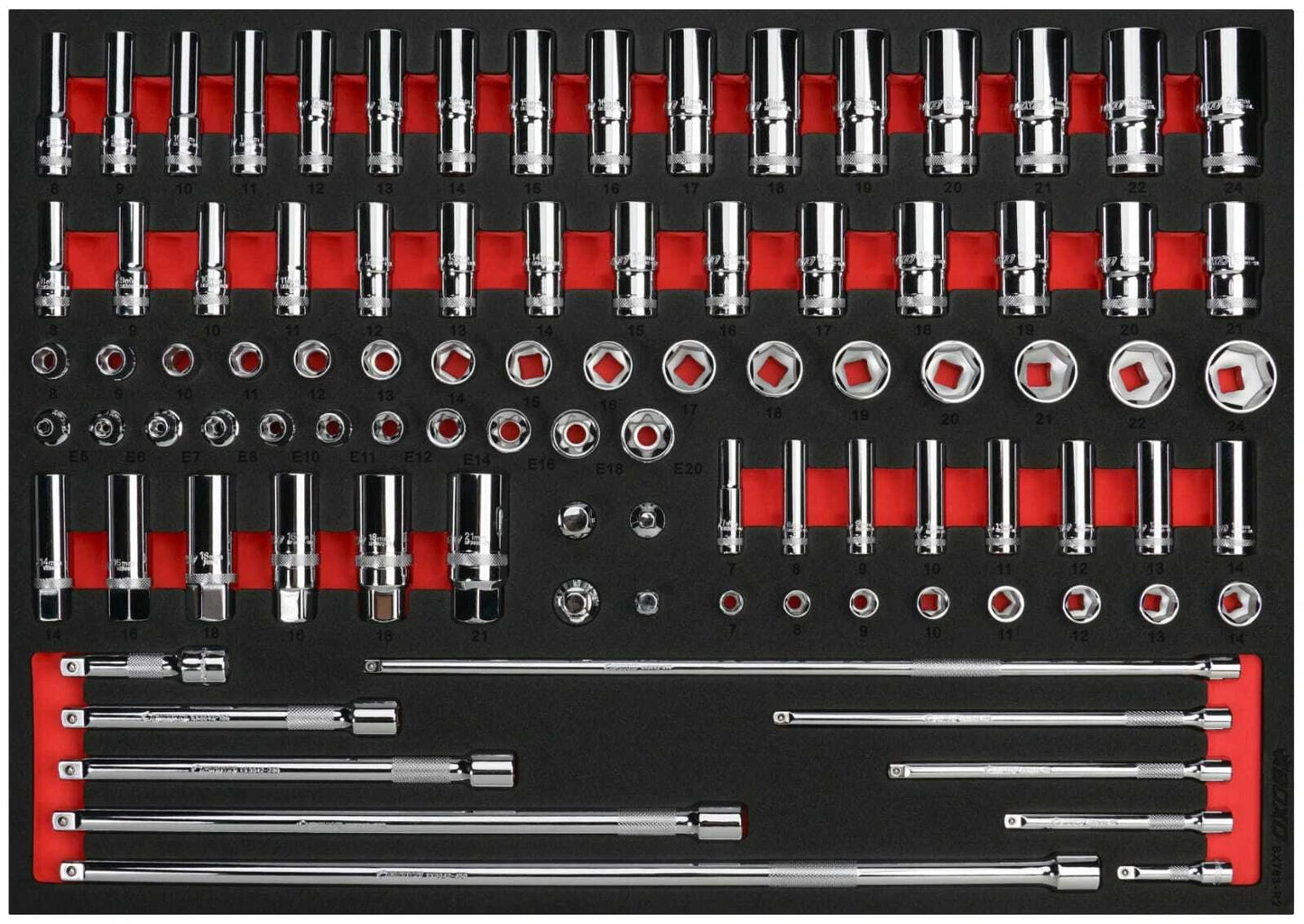 Boxo BX783-R2 1/4" Drive & 3/8" Drive Socket Set - 93 Piece
