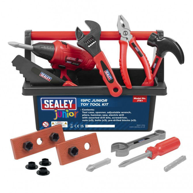 Sealey JTK1 Junior Toy Tool Set 19pc - confirms