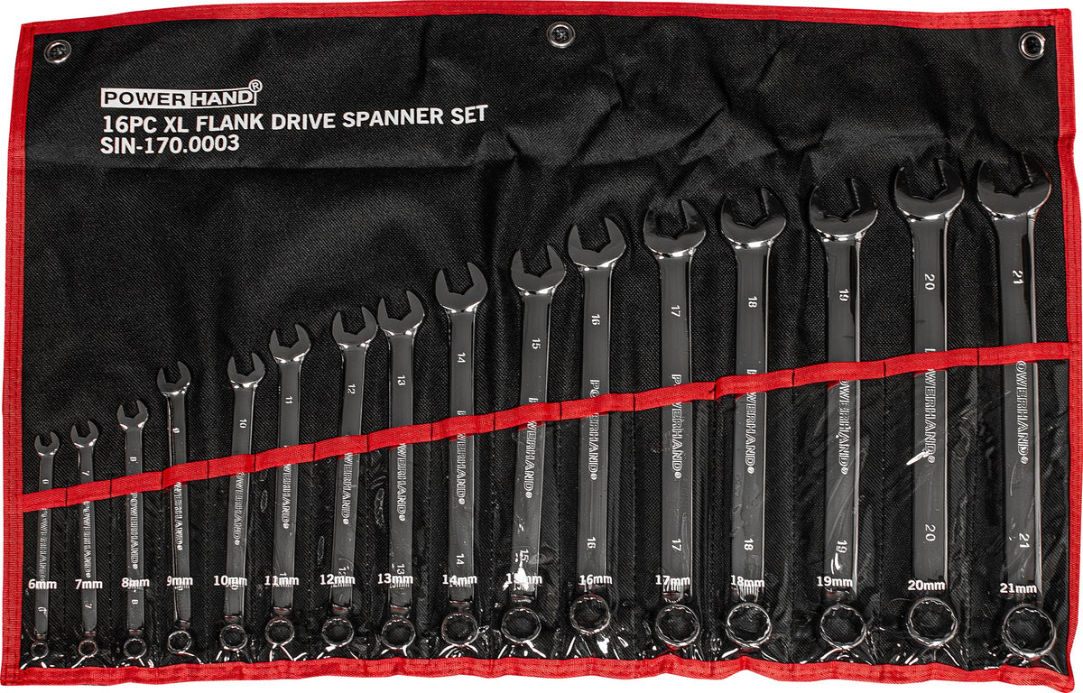Powerhand SIN-170.0003 Flank Drive Spanner Set - 16 Piece