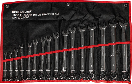 Powerhand SIN-170.0003 Flank Drive Spanner Set - 16 Piece