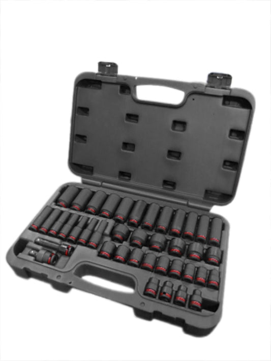 Powerhand KI-K38-1 3/8" Colour Coded Impact Socket Set Shallow & Deep - 40 Piece