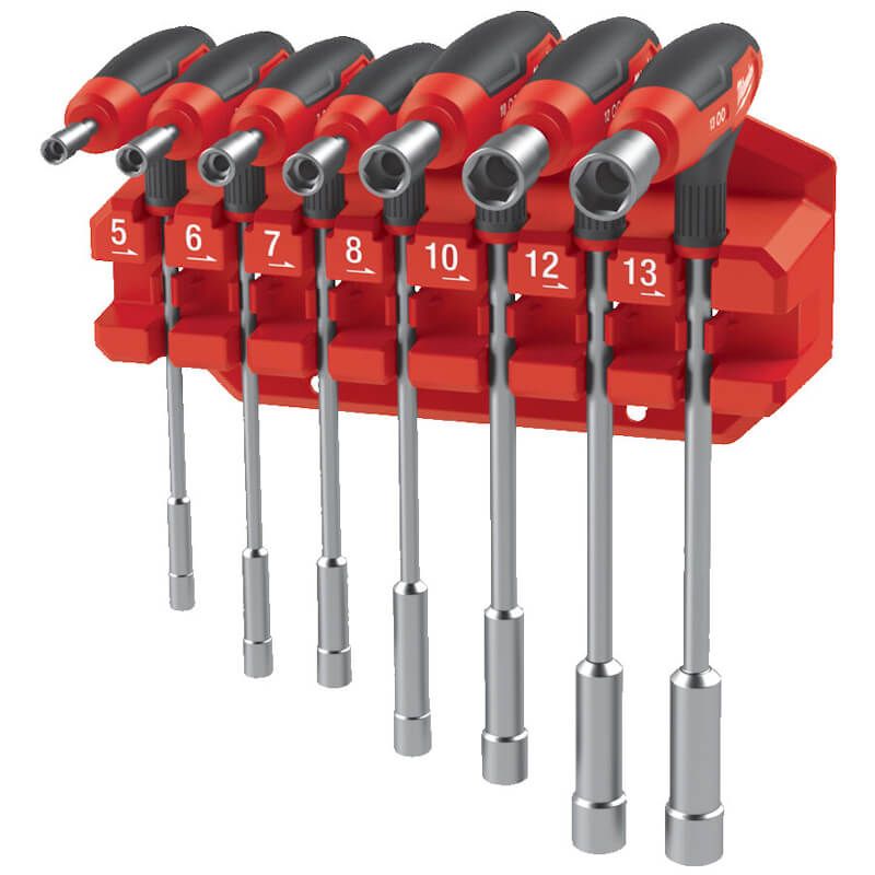Milwaukee 7 Piece Comfort Grip Nut Driver Wrench Set & Rack - 4932498704