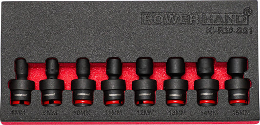POWERHAND 8Pc 3/8" Shallow Swivel Impact Socket Set (8-15mm)