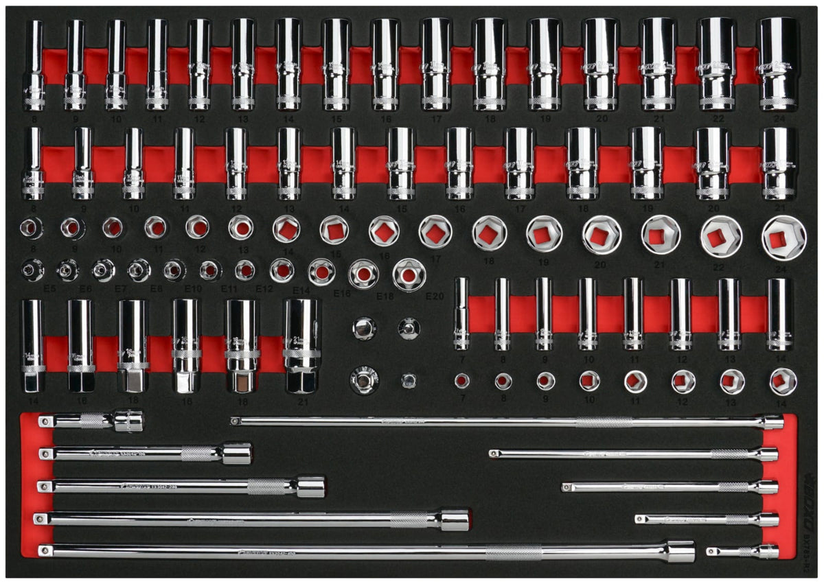 Boxo BX783-R2 1/4" Drive & 3/8" Drive Socket Set - 93 Piece