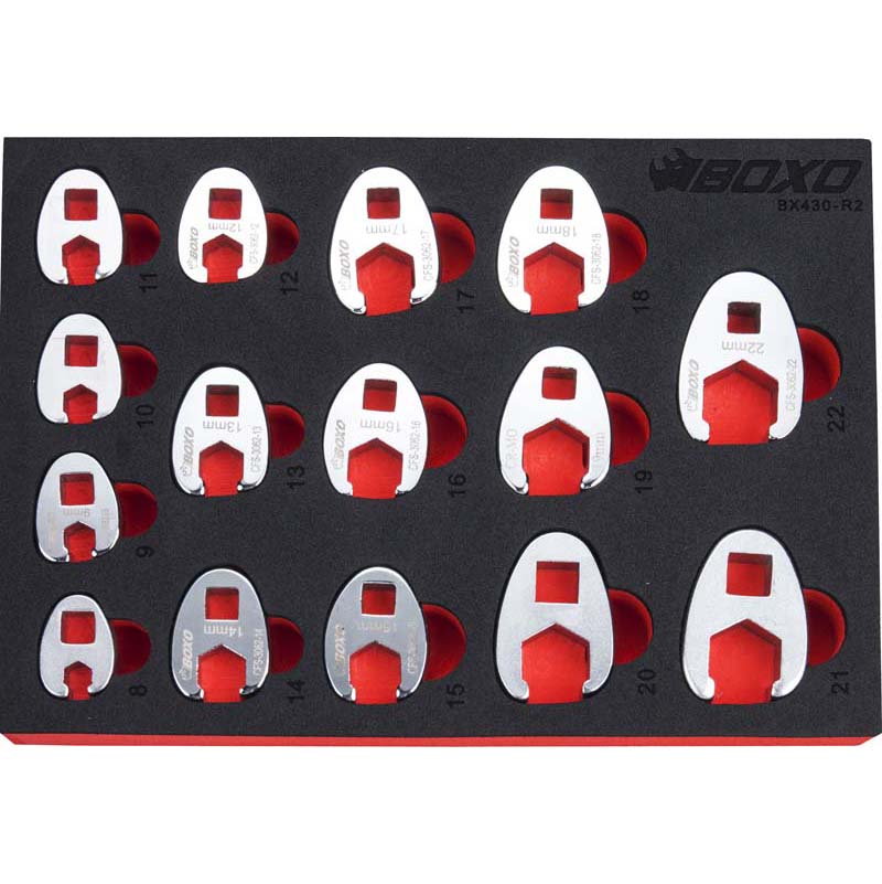 Boxo BX430-R2 3/8" Crow Foot Wrench Set - 15 Piece