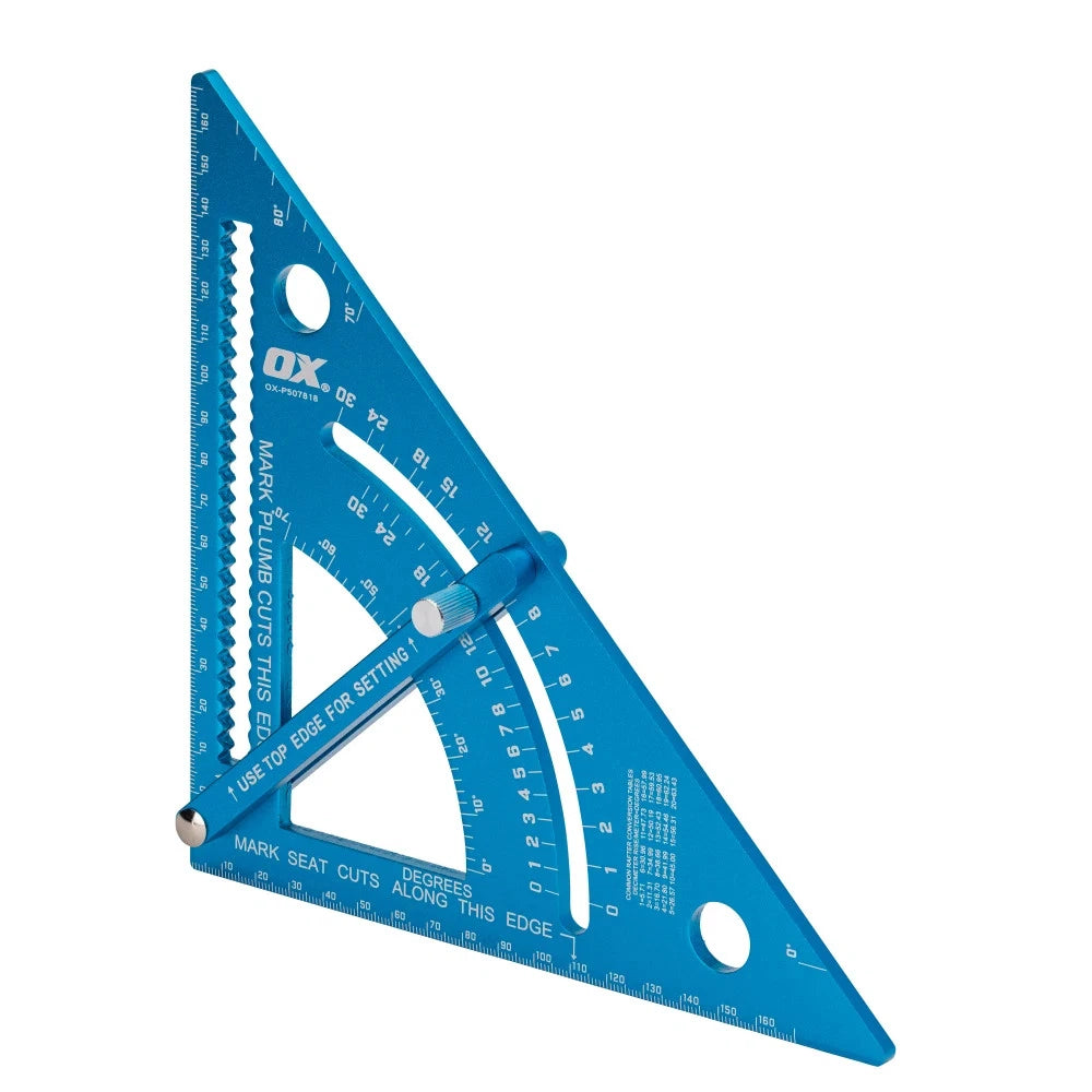 OX Tools Pro 7" 180mm Adjustable Aluminium Metric Rafter Square