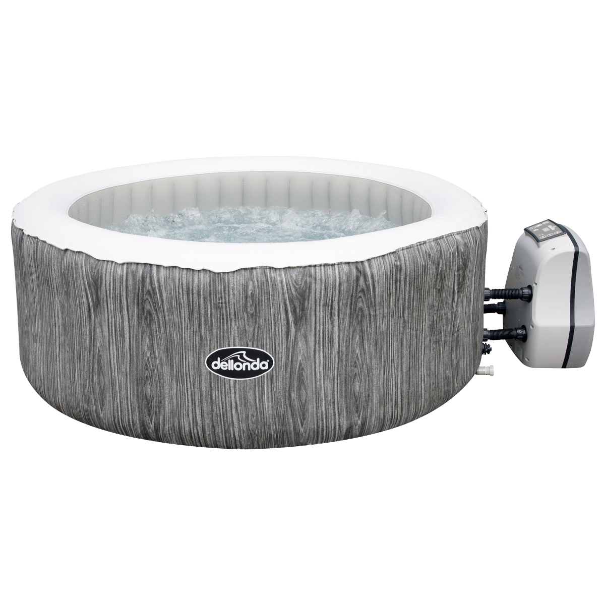 Dellonda 4-6 Person Inflatable Hot Tub Spa With Smart Pump - Wood Effect