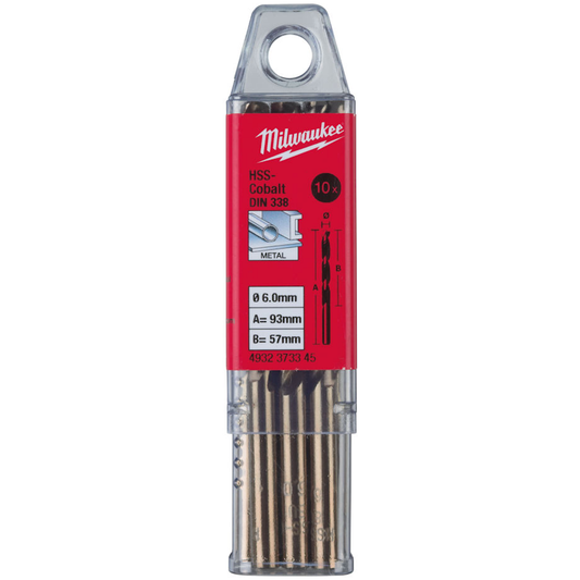 Milwaukee 6.5mm Red Cobalt HSS-G (DIN338) Metal Drill Bit Pack