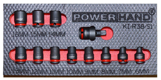 POWERHAND 3-8" Shallow Impact Socket Rail 6-16mm
