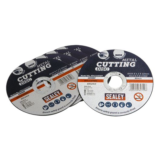 Sealey PTC/115CET5 Cutting Disc - Ø115 x 1.2mm Ø22mm Bore - 5 Pack