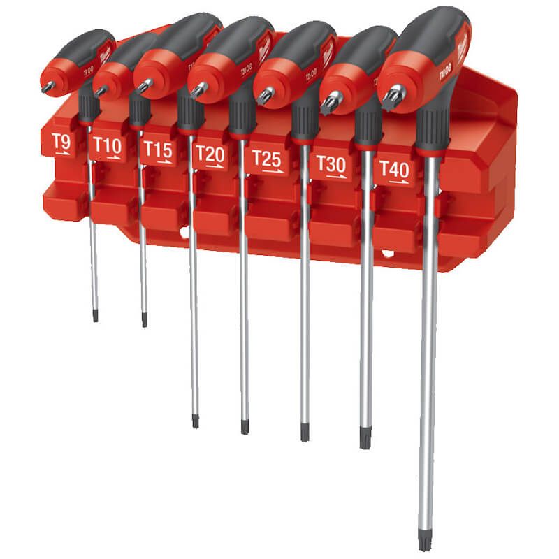Milwaukee 7 Piece Comfort Grip Torx Key Wrench Set & Rack