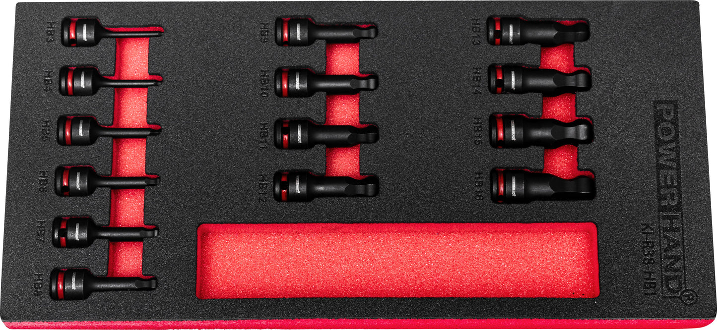 Powerhand KI-R38-HB1 3/8" Drive Ball-Ended Impact Socket Set - 14 Piece