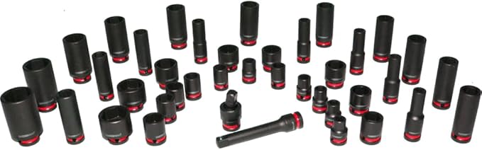 Powerhand KI-K38-1 3/8" Colour Coded Impact Socket Set Shallow & Deep - 40 Piece
