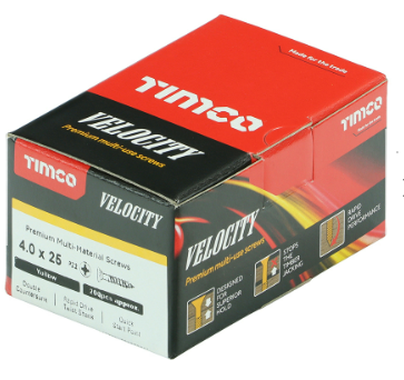 Timco 40025VY Velocity Premium Multi-Use Screws PZ (4 x 25mm)