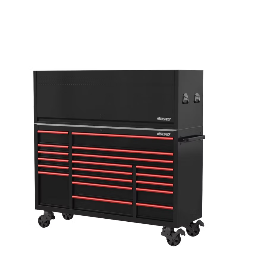 BOXO 72" 19-Drawer Roll Cabinet And Hutch with Power - KIT-TB-72STACK