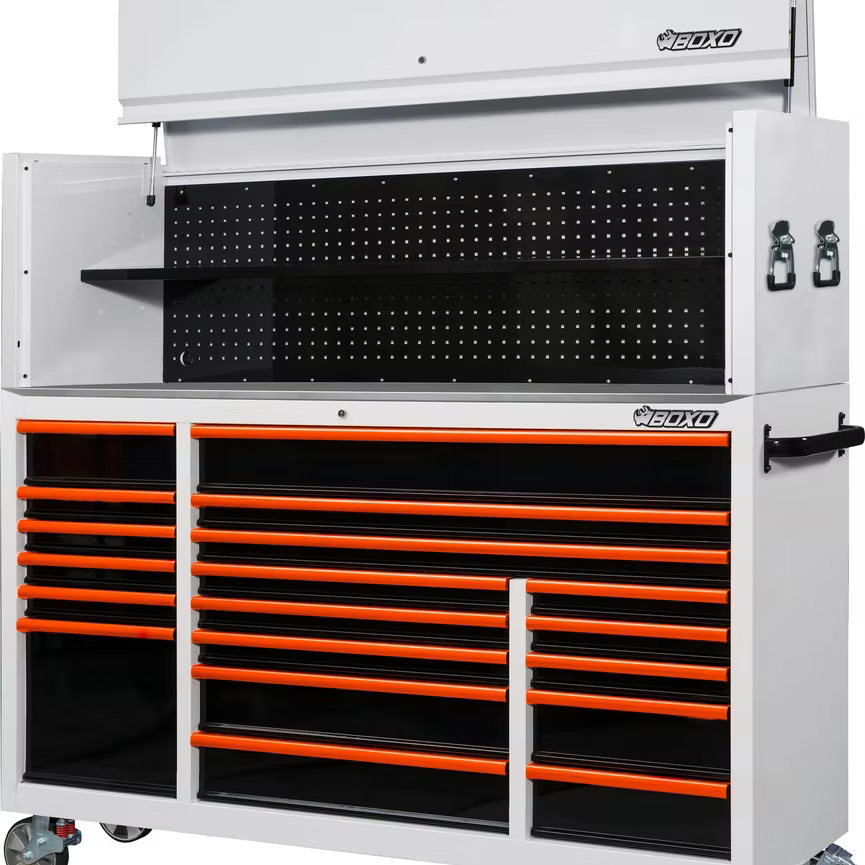 BOXO 72" 19-Drawer Roll Cabinet And Hutch with Power - KIT-TB-72STACK
