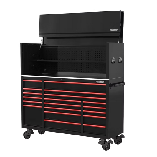 BOXO 72" 19-Drawer Roll Cabinet And Hutch with Power - KIT-TB-72STACK
