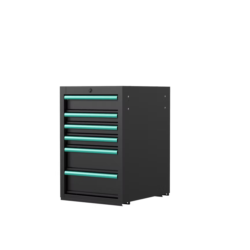 BOXO Pro Half Height 6 Drawer Cabinet with a Support Base - KIT-MOD20SHD & TB-P-UATD20-01BK