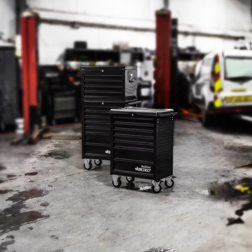 BOXO Black Series 27" 7 Drawer Toolbox Roll Cab And Composite Top - KIT-TB267-BKBK