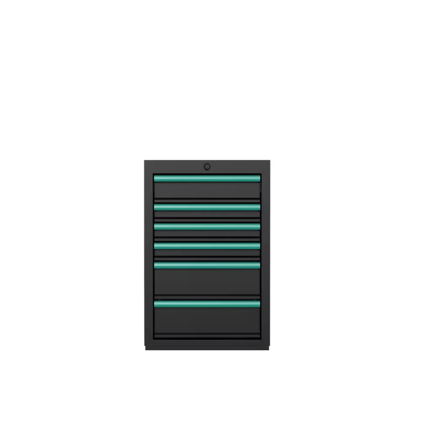 BOXO Pro Half Height 6 Drawer Cabinet with a Support Base - KIT-MOD20SHD & TB-P-UATD20-01BK