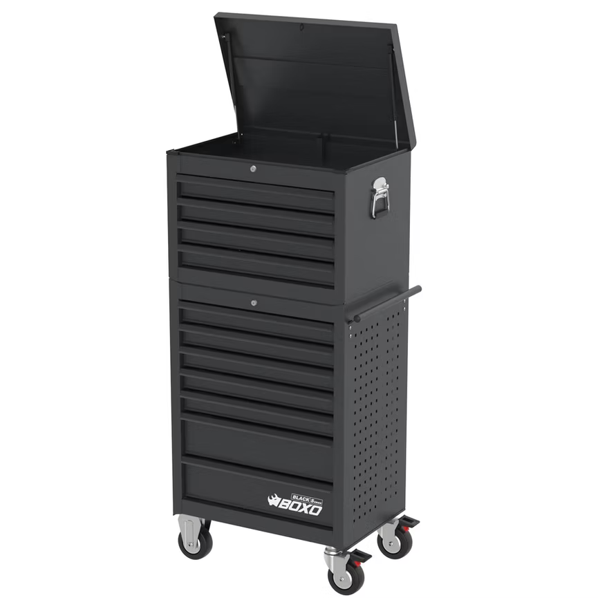 BOXO Black Series 27" 11 Drawer Toolbox Stack KIT-TB2611-BKBK