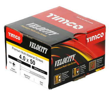 Timco 40050VY Velocity Premium Multi-Use Screws PZ (4 x 50mm)