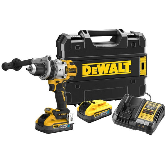 Dewalt DCD1007H2T-GB 18v XR Brushless Combi Drill With 2x 5.0Ah Powerstack Batteries, Charger & Case