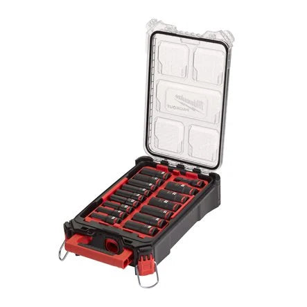 Milwaukee 3/8" Packout Impact Socket Set Deep - 19 Piece - 4932480946