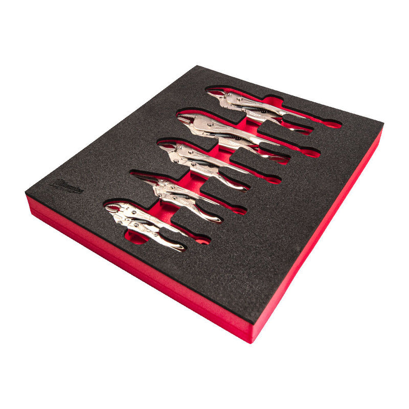 Milwaukee 4932493634 5pc Torque Lock Locking Pliers Set with Foam Insert Steel Storage