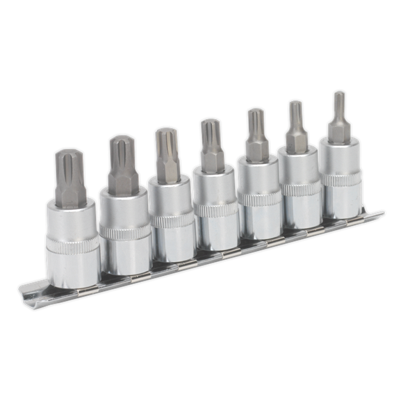 Sealey  Premier Ribe Socket Bit Set 3/8"Sq Drive 50mm 7pc
