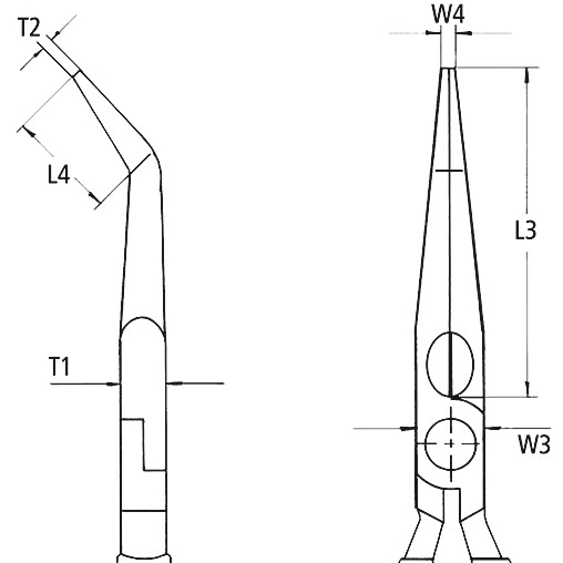 Knipex Angled Long Reach Need Nose Pliers With Transverse Profiles - 28 81 280