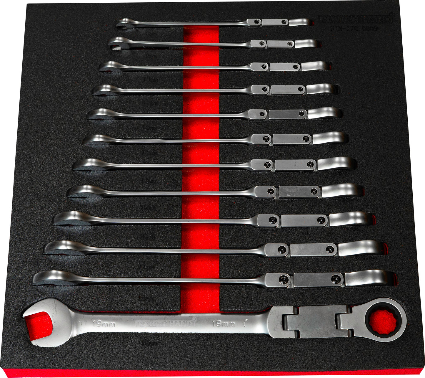 POWERHAND 12Pc Double-Jointed Combi/Ratcheting Spanner Set