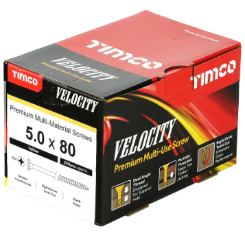 Timco 50080VY Velocity Premium Multi-Use Screws PZ (5 x 80mm)