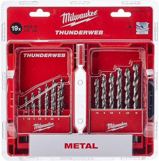 Milwaukee 4932352374 Thunderweb Metal Drill DIN 338 Set - 19 Piece