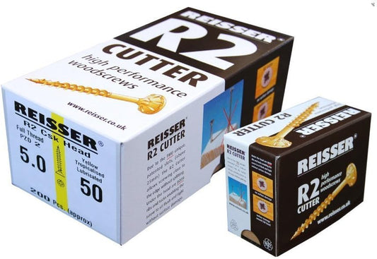 Reisser  Cutter Pozi Yellow Wood Screw 5 x 80 mm - Craft Pack - Box of 200 - 8221S220500804
