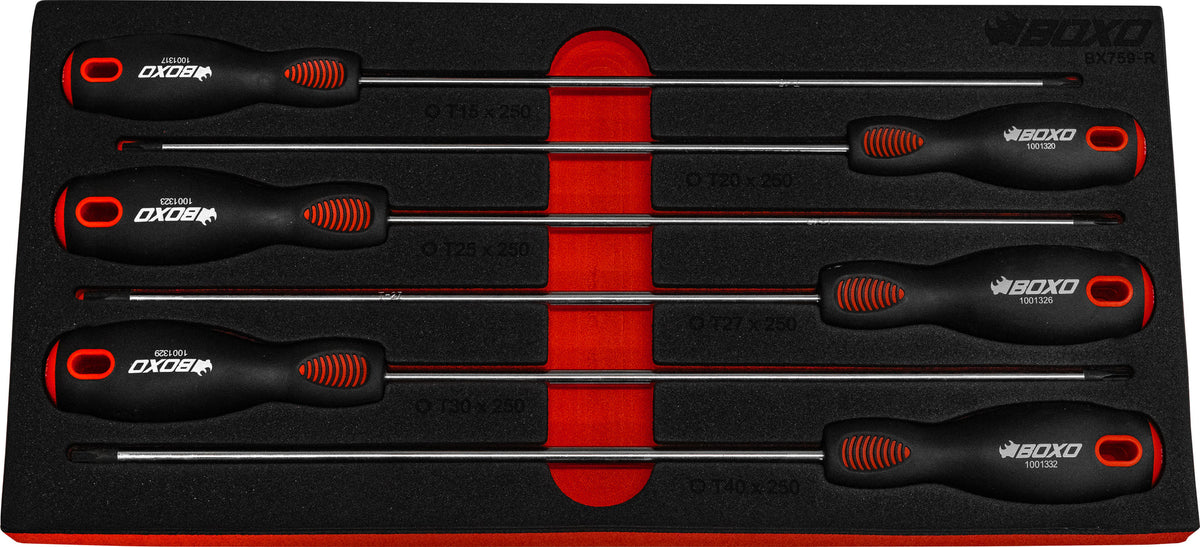 Boxo BX759-R Torx Screwdriver Set In Foam - 6 Piece