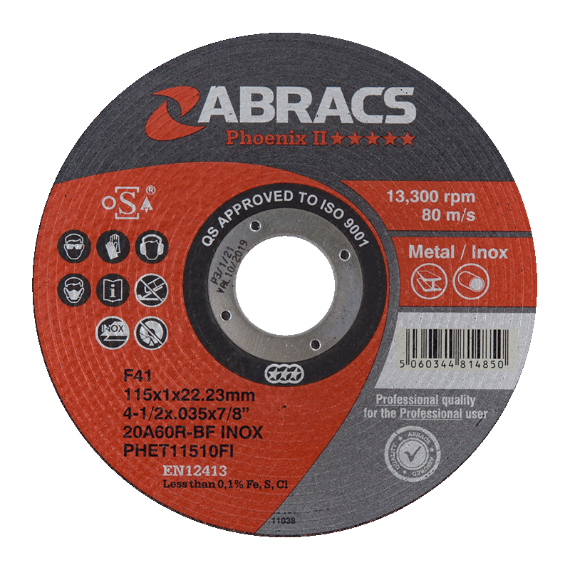 Abracs PHET11510FI1000 Phoenix II Flat Inox Extra Thin Cutting Disc 115 x 1.2 x 22mm