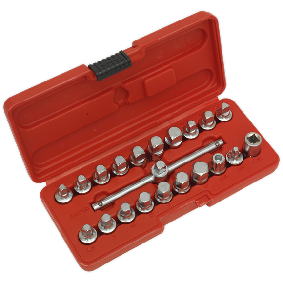 Sealey 
Oil Drain Plug Key Set 3/8"Sq Drive 21pc