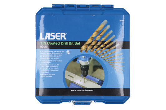 Laser 8750 TiN coated Drill Bit Set - 99 Piece