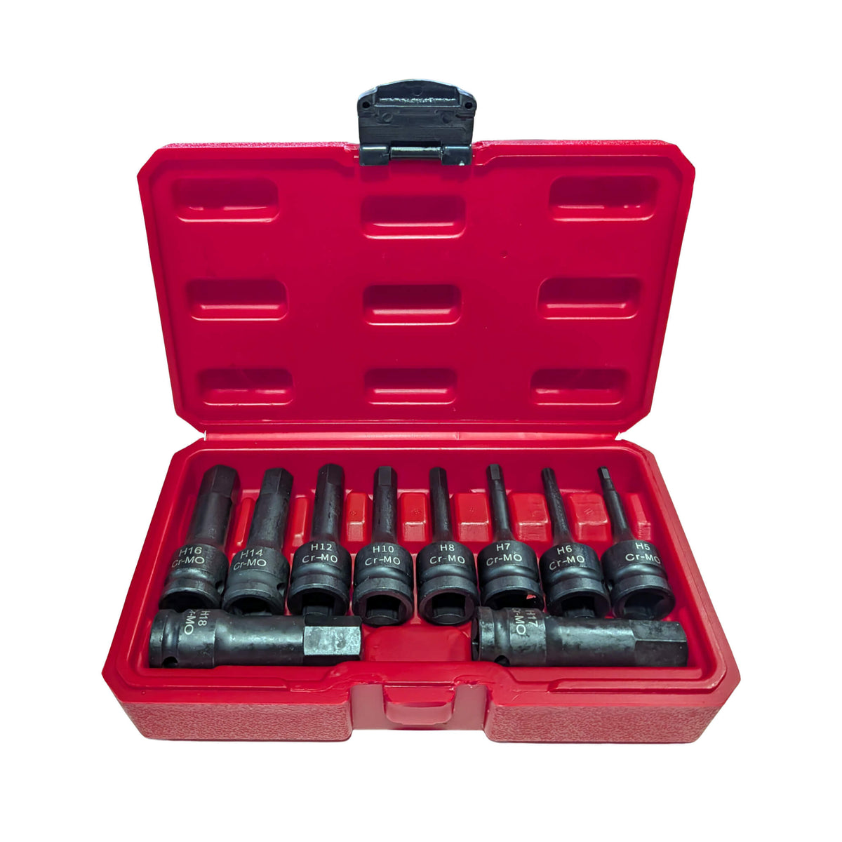 10-Piece 1/2" Drive CR-MO Impact Hex Alan Key Socket Set H5-H18 - SOLID-X-1/2"-H10