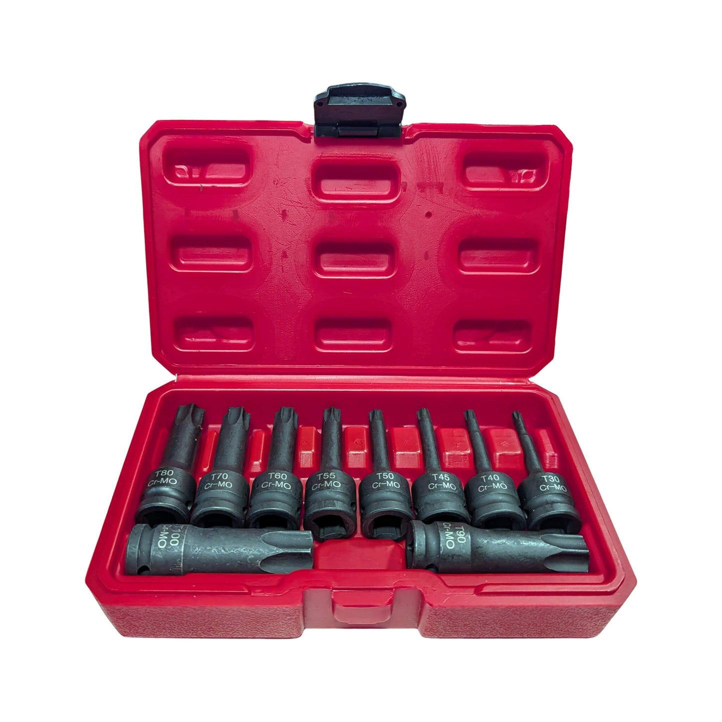 10-Piece 1/2" Drive CR-MO Impact Torx Socket Set T30-T100 -SOLID-X-1/2"-T10