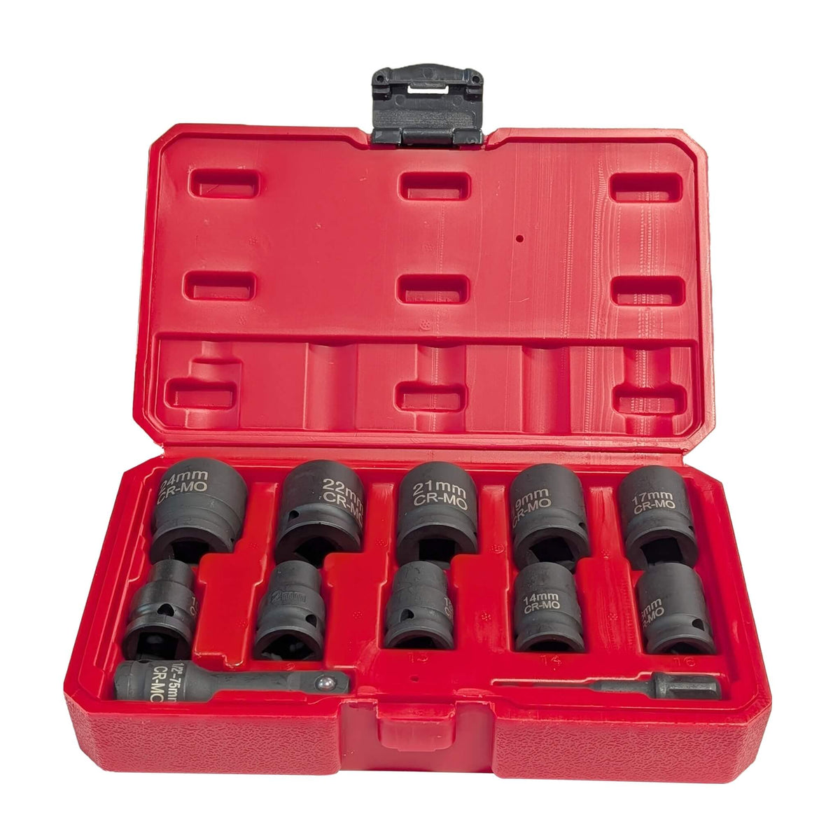 12-Piece 1/2" Drive CR-MO Short Impact Socket Set - SOLID-X-1/2"12PC