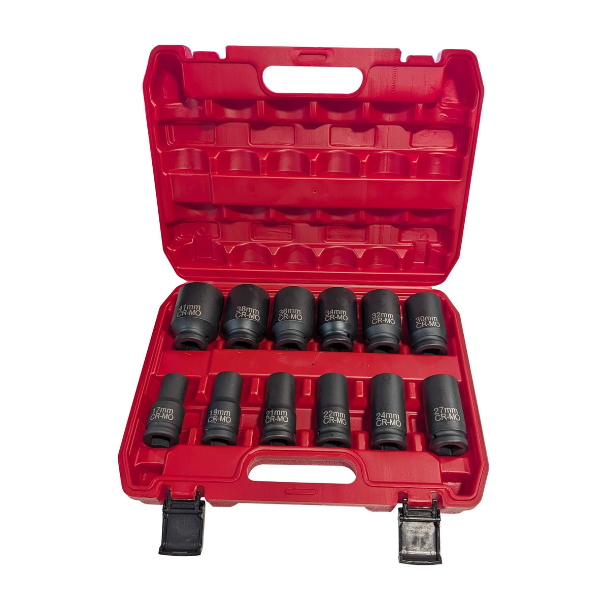 12-Piece 3/4" Drive CR-MO Deep Impact Socket Set 17-41mm - SOLID-X-3/4-12PC-LS