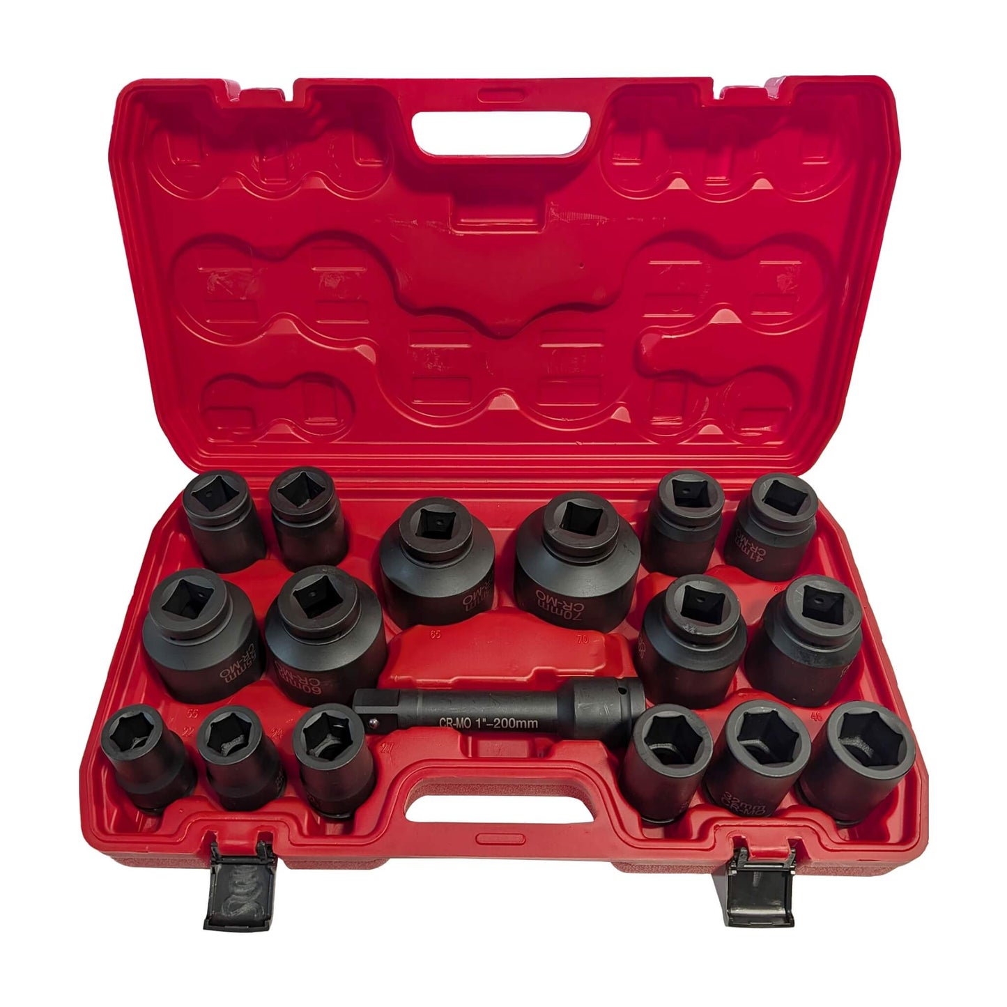 SOLID 17-Piece 1" Drive CR-MO Deep Impact Socket Set with Adapters - SOLID-X-1"-17PC