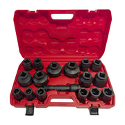 SOLID 17-Piece 1" Drive CR-MO Deep Impact Socket Set with Adapters - SOLID-X-1"-17PC