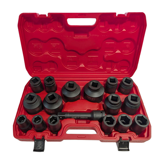 SOLID 17-Piece 1" Drive CR-MO Deep Impact Socket Set with Adapters - SOLID-X-1"-17PC