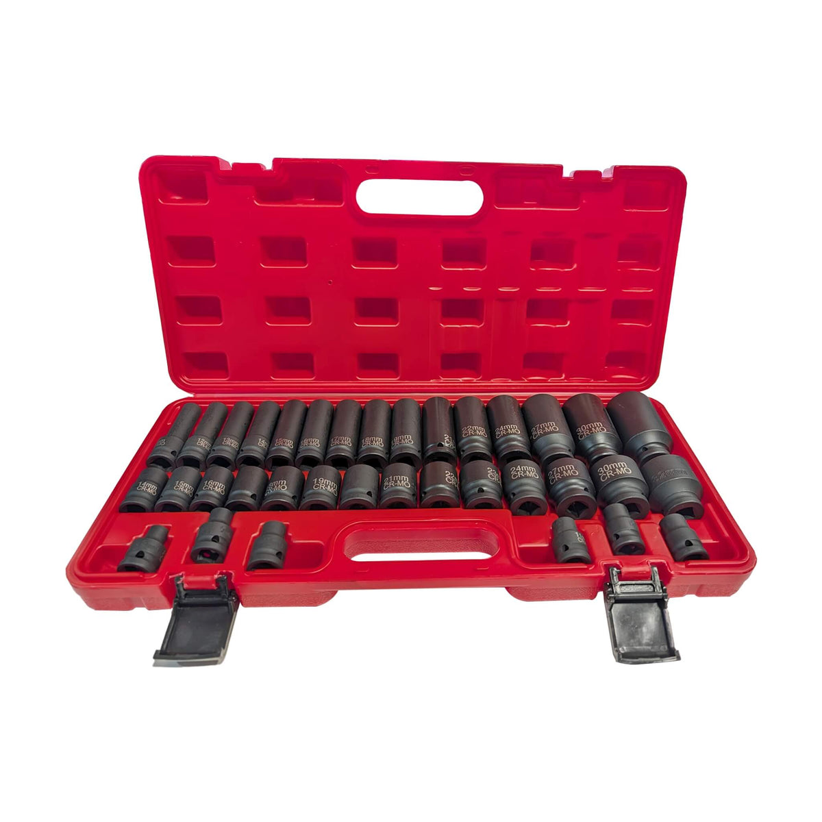 35-Piece 1/2" Drive CR-MO Combination Impact Socket Set - SOLID-X-1/2"-35PC-L&S