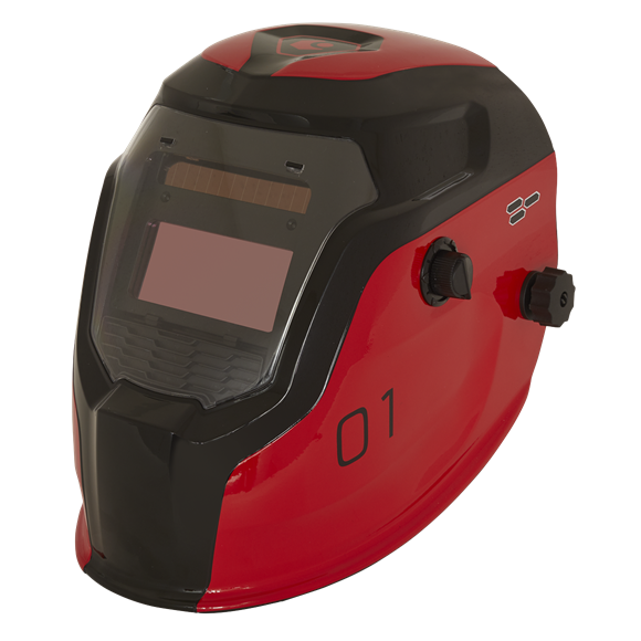 Sealey 
Auto Darkening Welding Helmet Shade 9-13 - Red